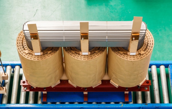 Core and coils of a transformer