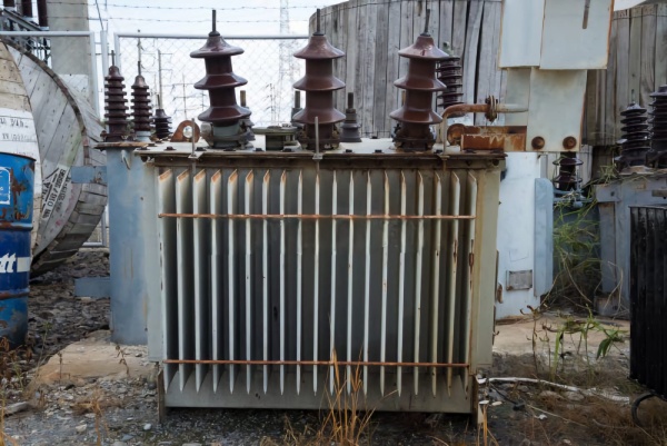 Damaged electrical transformer