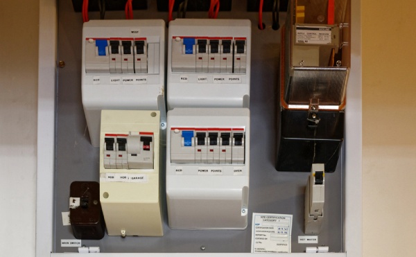 A switchboard with RCDs