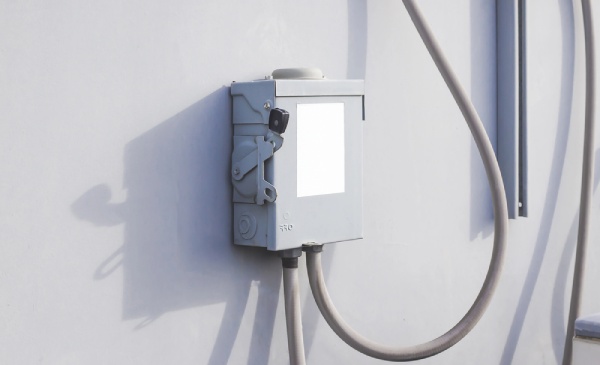 Electrical safety switch box on a building