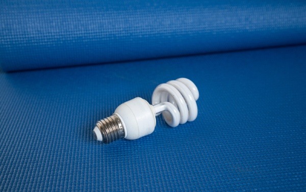 Compact Fluorescent Lamp on a sofa